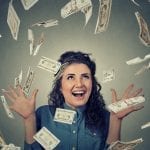 woman exults pumping fists ecstatic celebrates success under money rain falling down dollar bills banknotes Checklist of Important Items