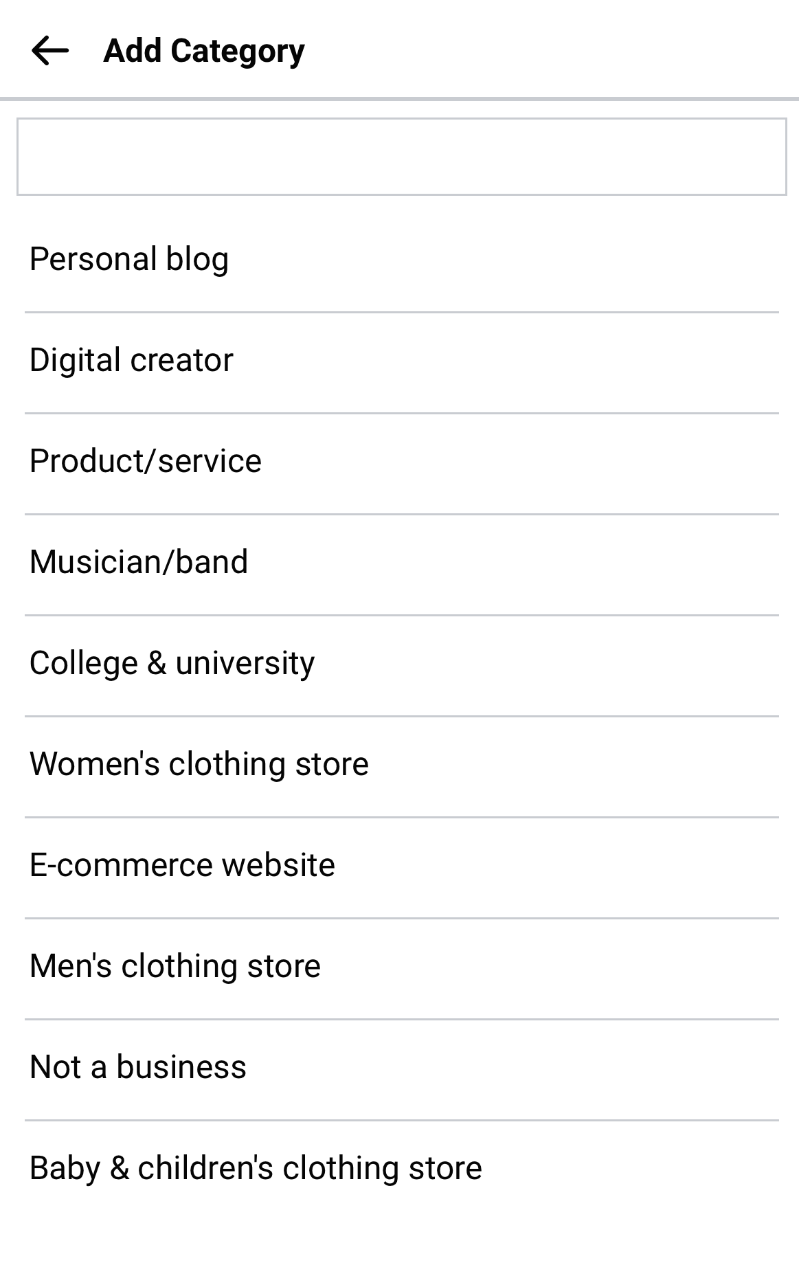 Facebook – page category Creating a business page on facebook