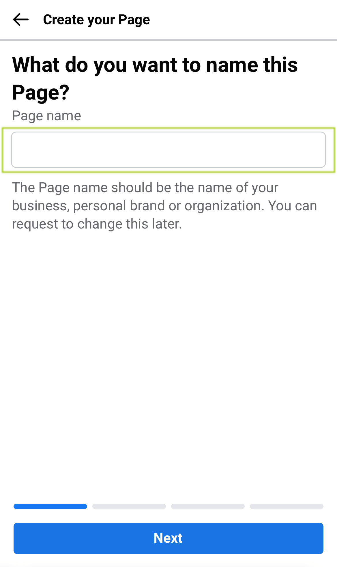 Facebook – page title Name your business page on facebook